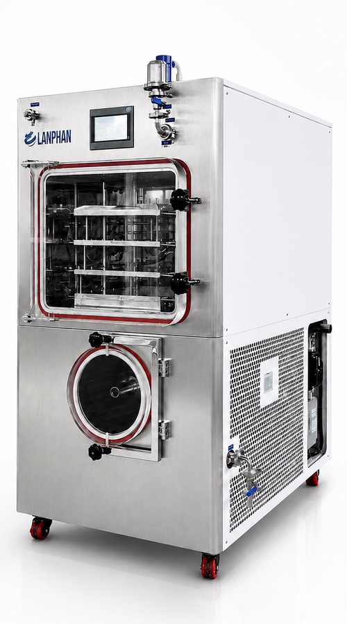 Lanphan LP-LGJ-50 pilot peptide lyophilizer with vial stoppering system